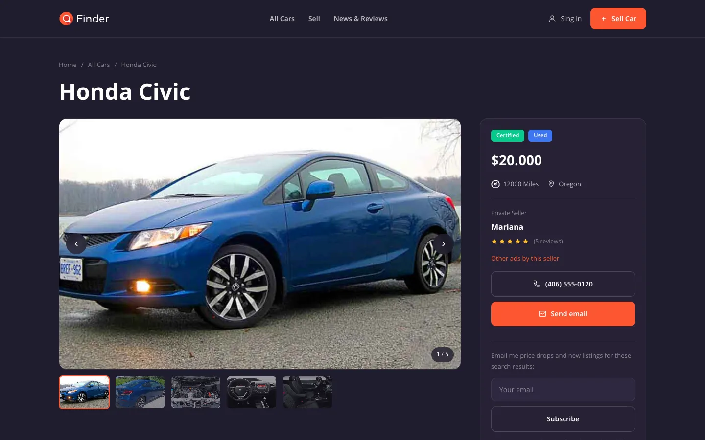 Demo carfinder.webfeecr.com: ficha