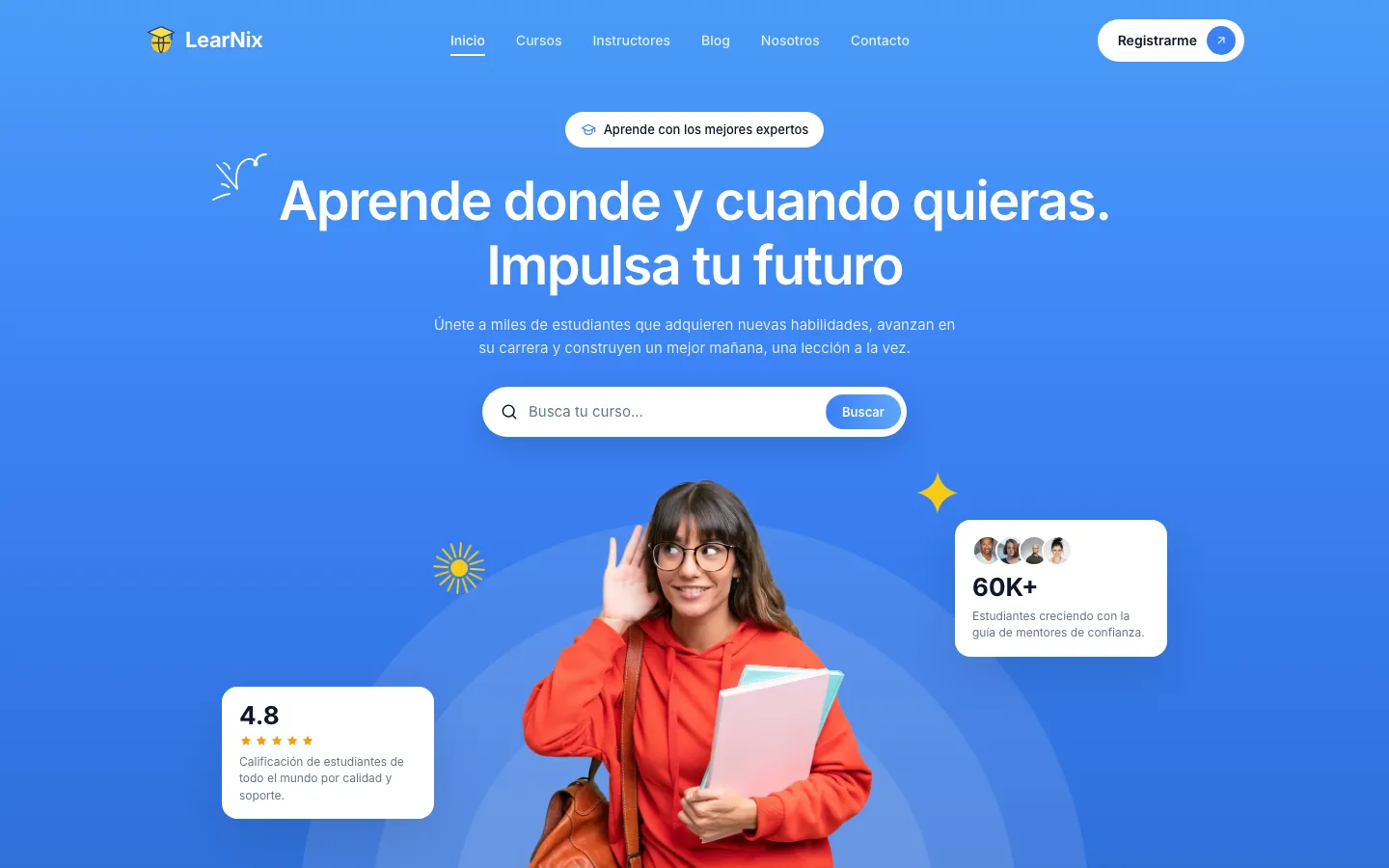 Página de inicio de la demo courso.webfeecr.com
