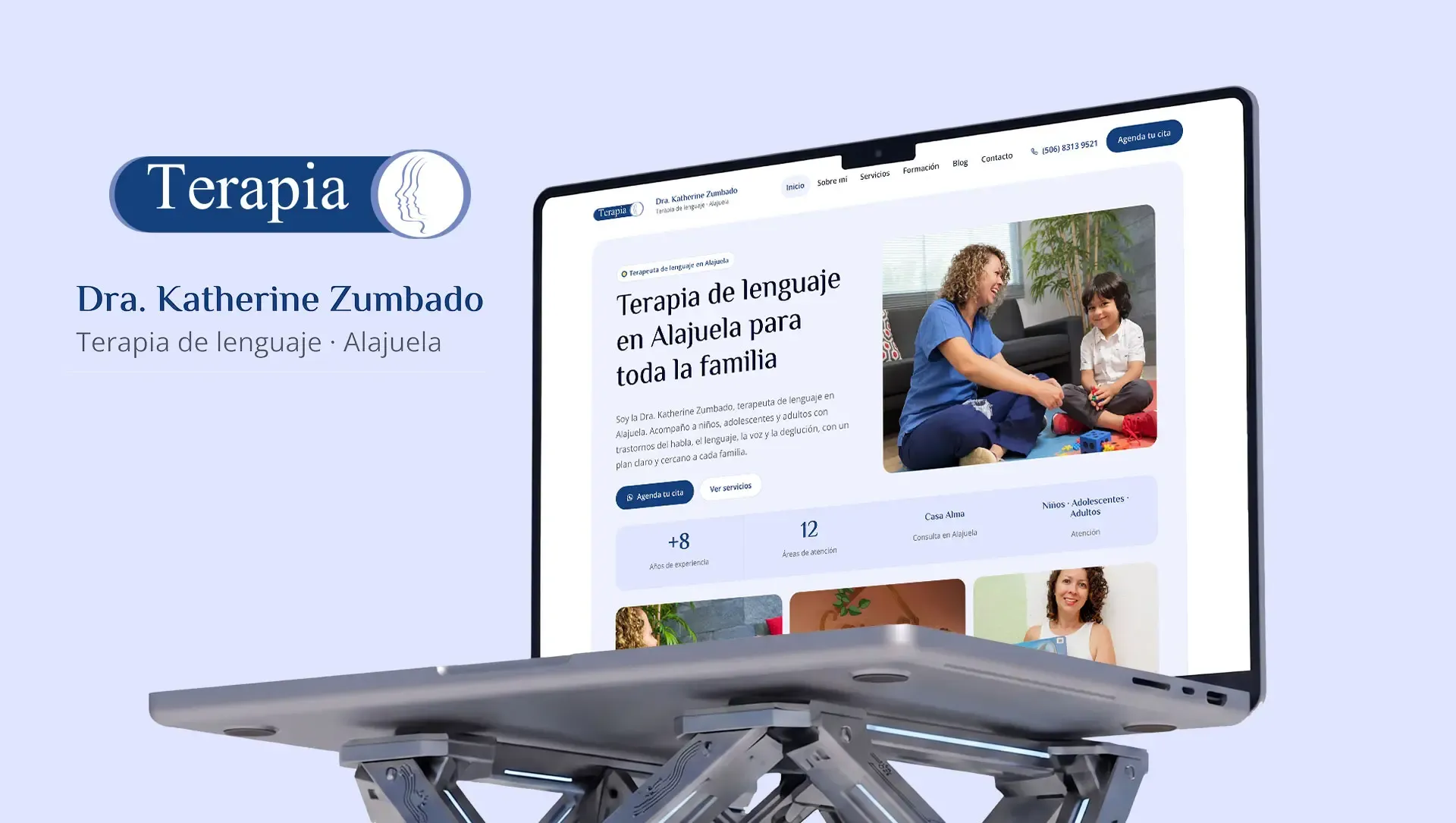 Sitio web de la Dra. Katherine Zumbado, terapia de lenguaje en Alajuela, en una laptop