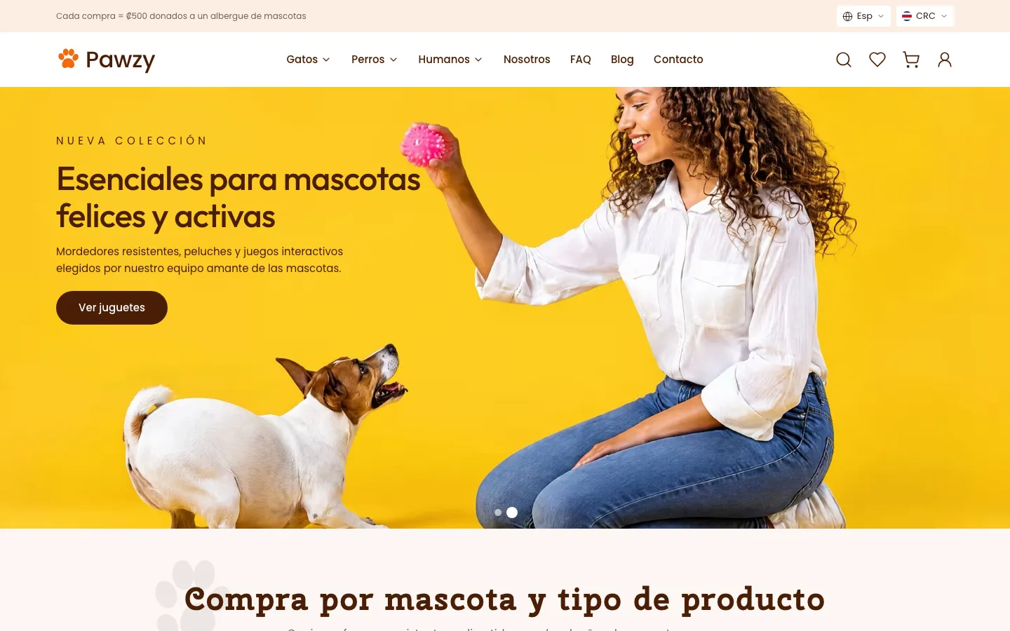 Página de inicio de la demo ecommerce.webfeecr.com