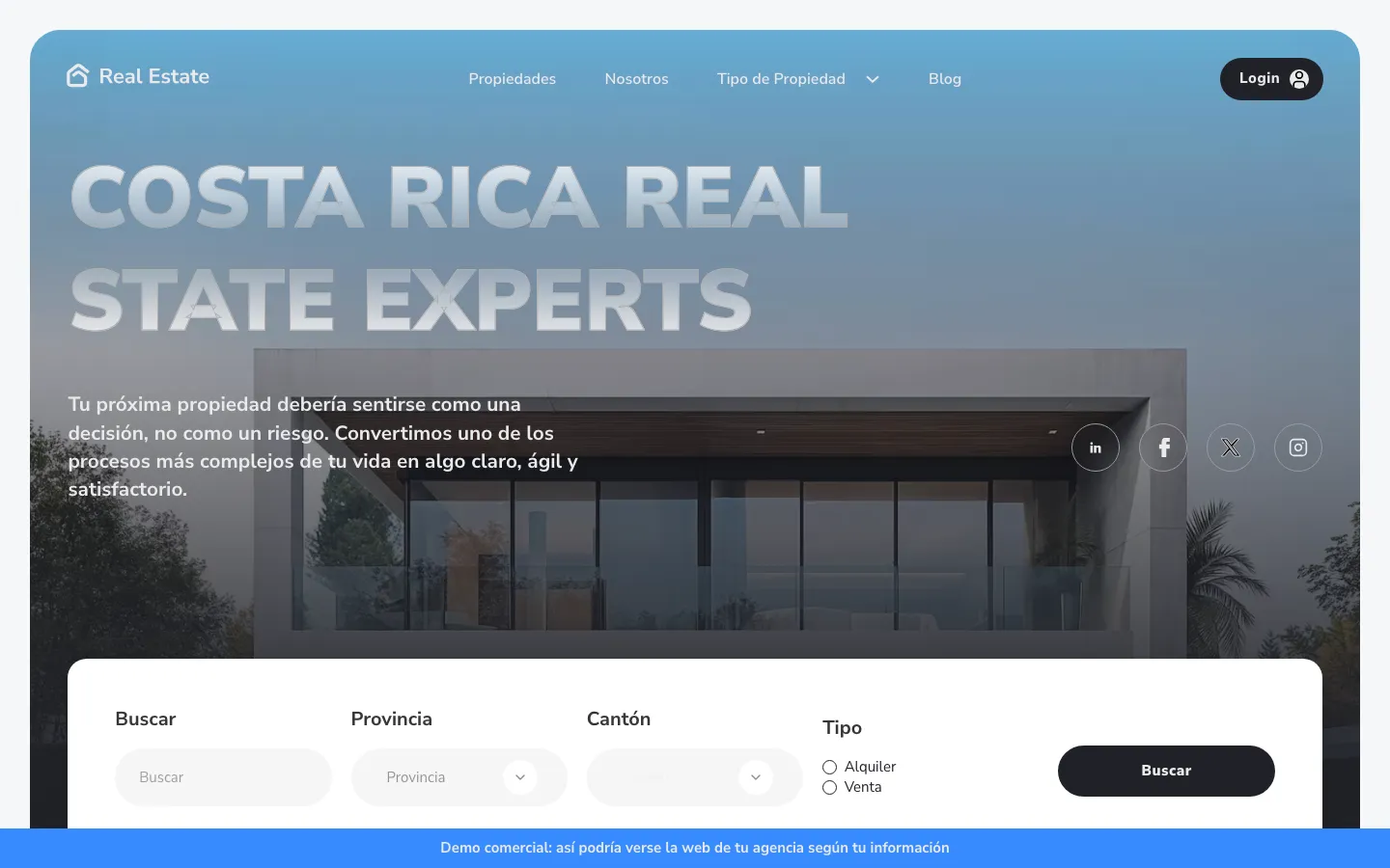 Demo de webs para inmobiliarias desarrollada por Webfee